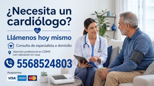 Médico cardiólogo certificado realizando consulta del corazón a domicilio CDMX